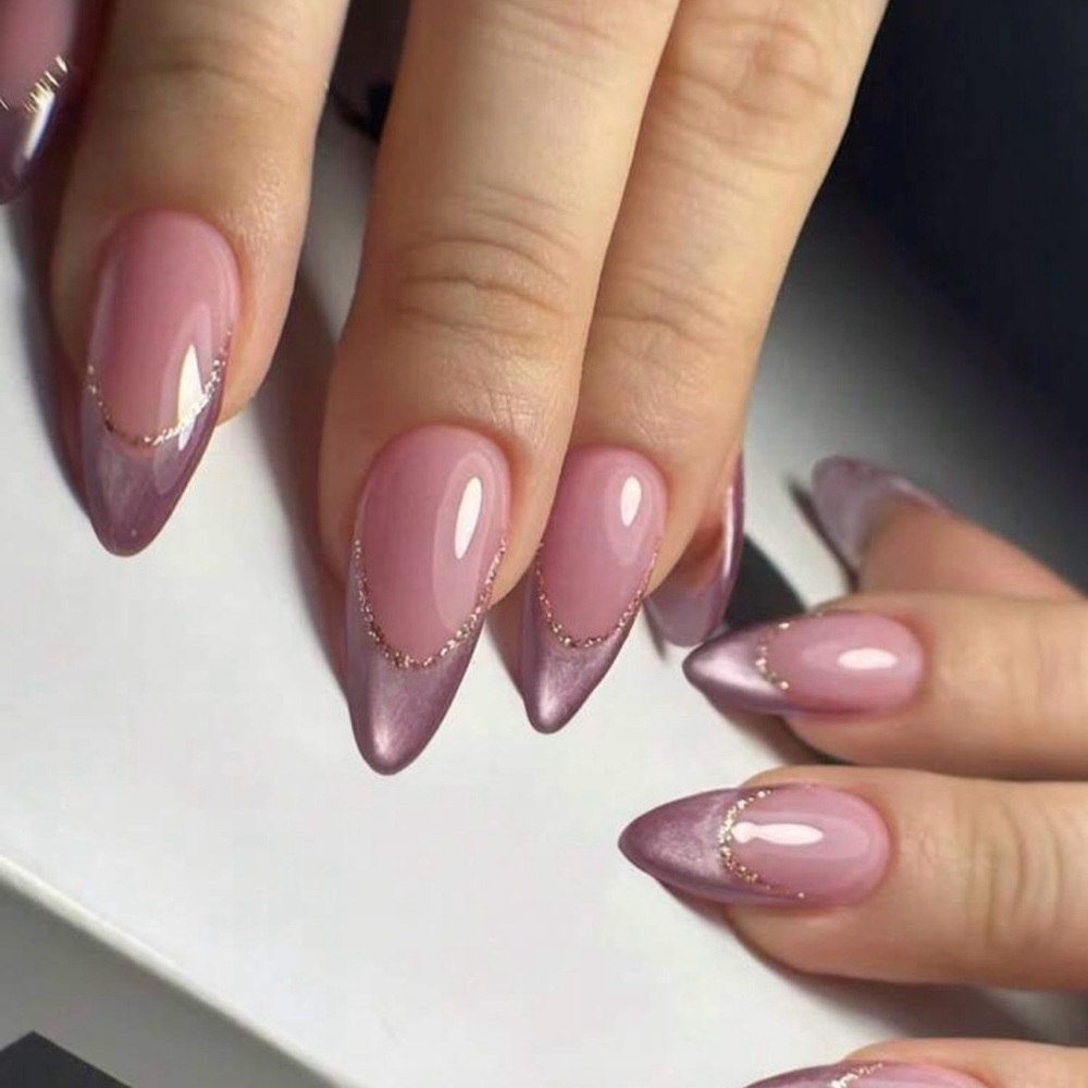Elegant Pink cat eye press on nails